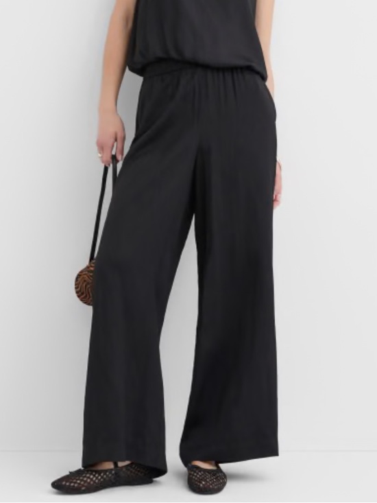 LOFT Pants - NEW Loft Pull On Wide Leg Pants Black XL Regular NWT